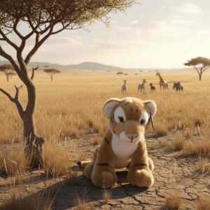 Peluche Lionceau Assis Tigré 30 cm