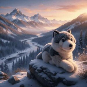 Peluche Loup Gris Allongé 21 cm