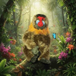 Peluche Mandrill mains Velcro 29 cm