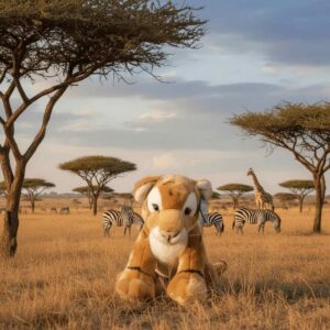 Peluche Lionceau Assis Tigré 30 cm